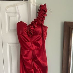 Blondie Nites red mermaid style prom dress